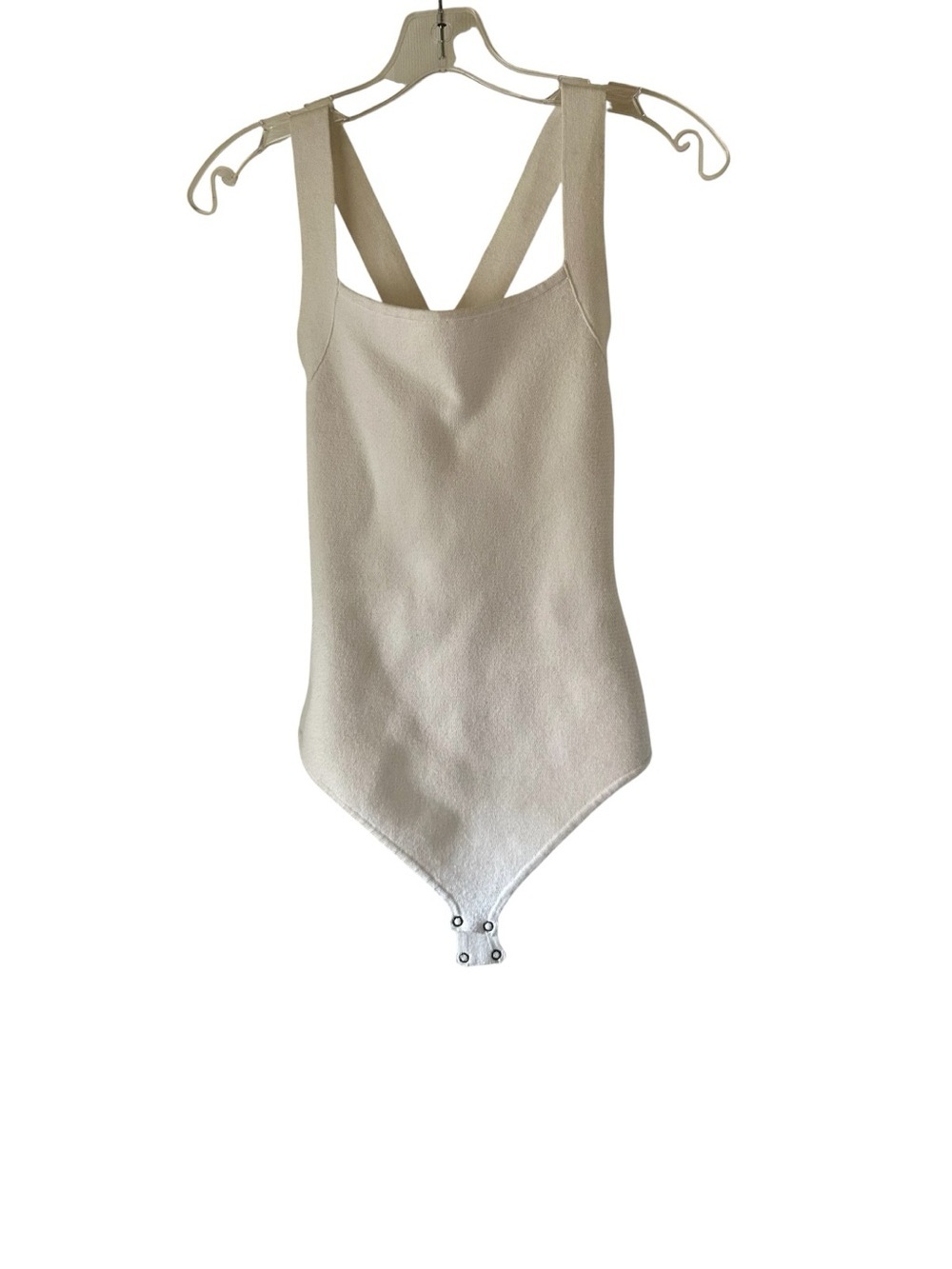 Abercrombie & Fitch Cream Ribbed Tank Bodysuit Sweater Knit  Soft Casual Comfy